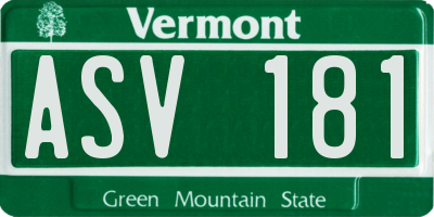 VT license plate ASV181