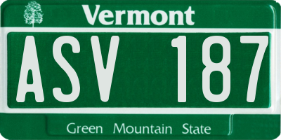VT license plate ASV187