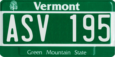 VT license plate ASV195
