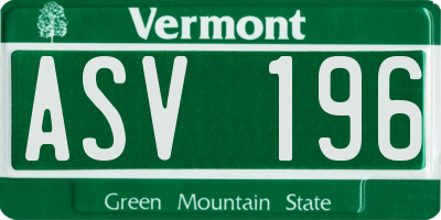 VT license plate ASV196
