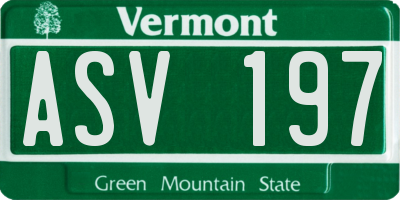 VT license plate ASV197