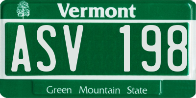 VT license plate ASV198