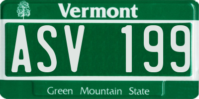 VT license plate ASV199