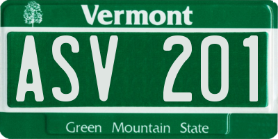 VT license plate ASV201