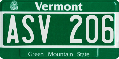 VT license plate ASV206