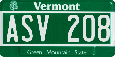 VT license plate ASV208