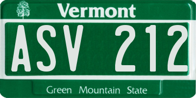 VT license plate ASV212