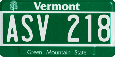 VT license plate ASV218