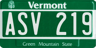 VT license plate ASV219