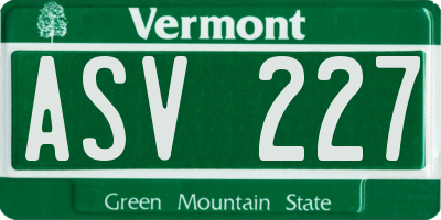 VT license plate ASV227