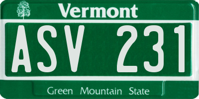 VT license plate ASV231