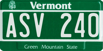 VT license plate ASV240