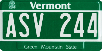 VT license plate ASV244