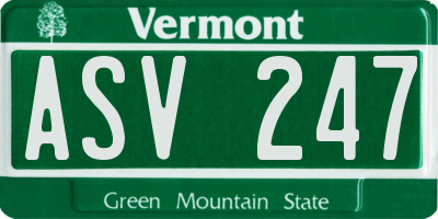 VT license plate ASV247