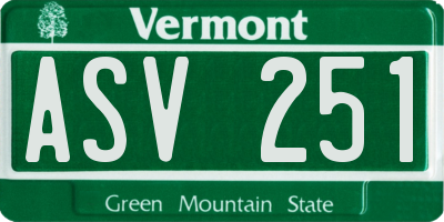 VT license plate ASV251
