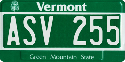 VT license plate ASV255