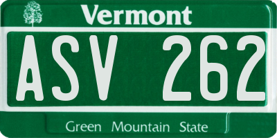 VT license plate ASV262