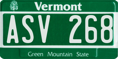 VT license plate ASV268