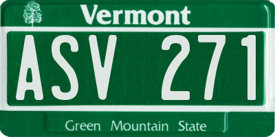 VT license plate ASV271
