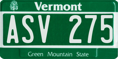 VT license plate ASV275