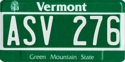 VT license plate ASV276