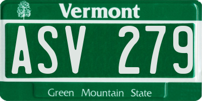 VT license plate ASV279