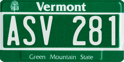 VT license plate ASV281