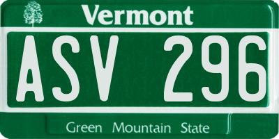 VT license plate ASV296