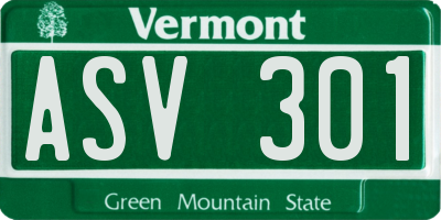 VT license plate ASV301