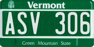 VT license plate ASV306