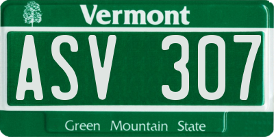 VT license plate ASV307