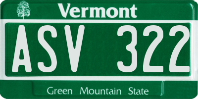 VT license plate ASV322