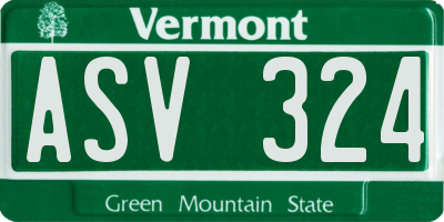 VT license plate ASV324