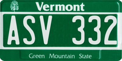 VT license plate ASV332