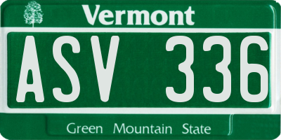 VT license plate ASV336
