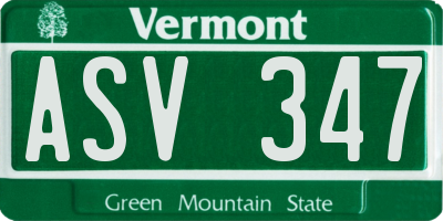 VT license plate ASV347
