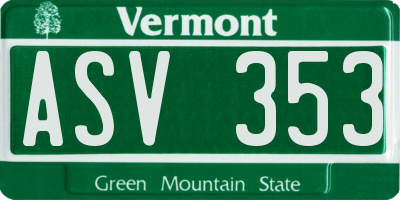 VT license plate ASV353