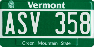 VT license plate ASV358