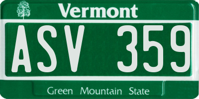 VT license plate ASV359
