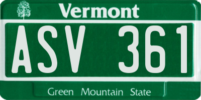 VT license plate ASV361