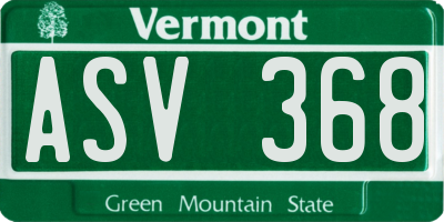 VT license plate ASV368