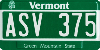 VT license plate ASV375