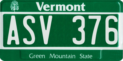VT license plate ASV376