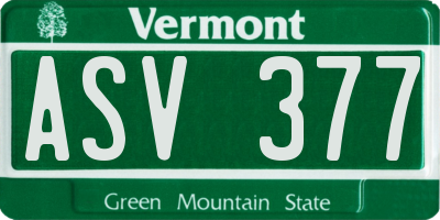 VT license plate ASV377