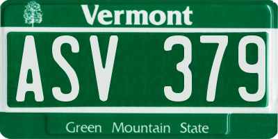VT license plate ASV379