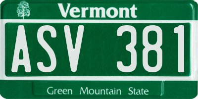 VT license plate ASV381
