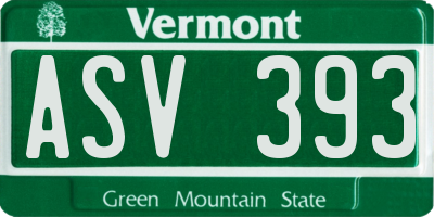 VT license plate ASV393