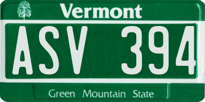 VT license plate ASV394