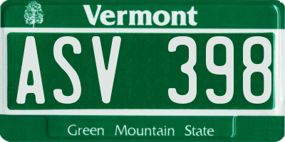 VT license plate ASV398