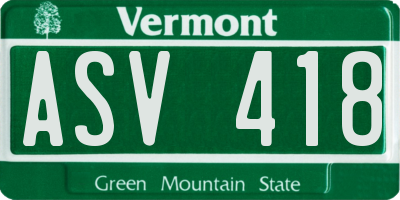 VT license plate ASV418